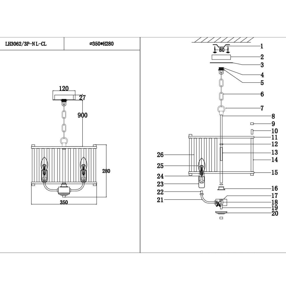 Подвесная люстра Lumien Hall Lenora LH3062/3P-NL-CL в Санкт-Петербурге