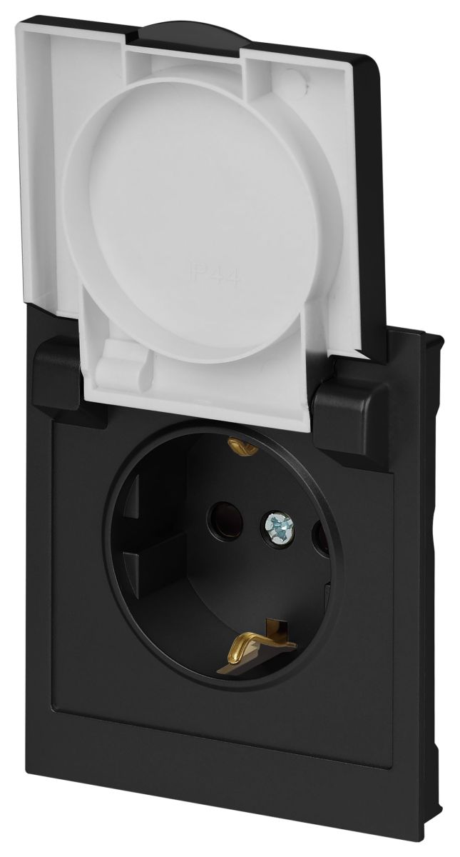 Розетка Эра Arktik 16-2103-05 с заземлением 2P+E Schuko со шторками с крышкой 16А-250В антрацит Б0070438 в Санкт-Петербурге