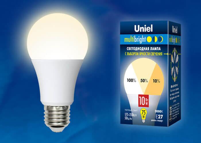 Лампа светодиодная (UL-00002371) Uniel E27 10W 3000K матовая LED-A60-10W/WW/E27/FR/MB PLM11WH в #REGION_NAME_DECLINE_PP#