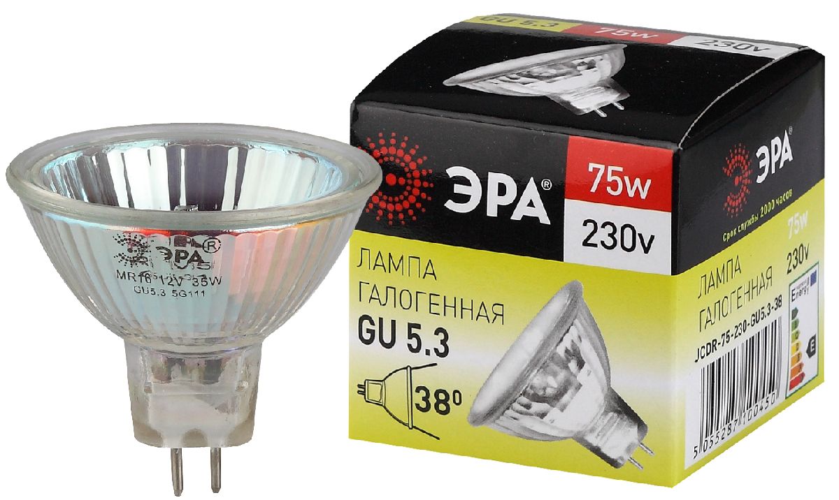 Лампа галогенная Эра GU5.3 75W 3000K GU5.3-JCDR (MR16) -75W-230V-CL C0027366 в #REGION_NAME_DECLINE_PP#