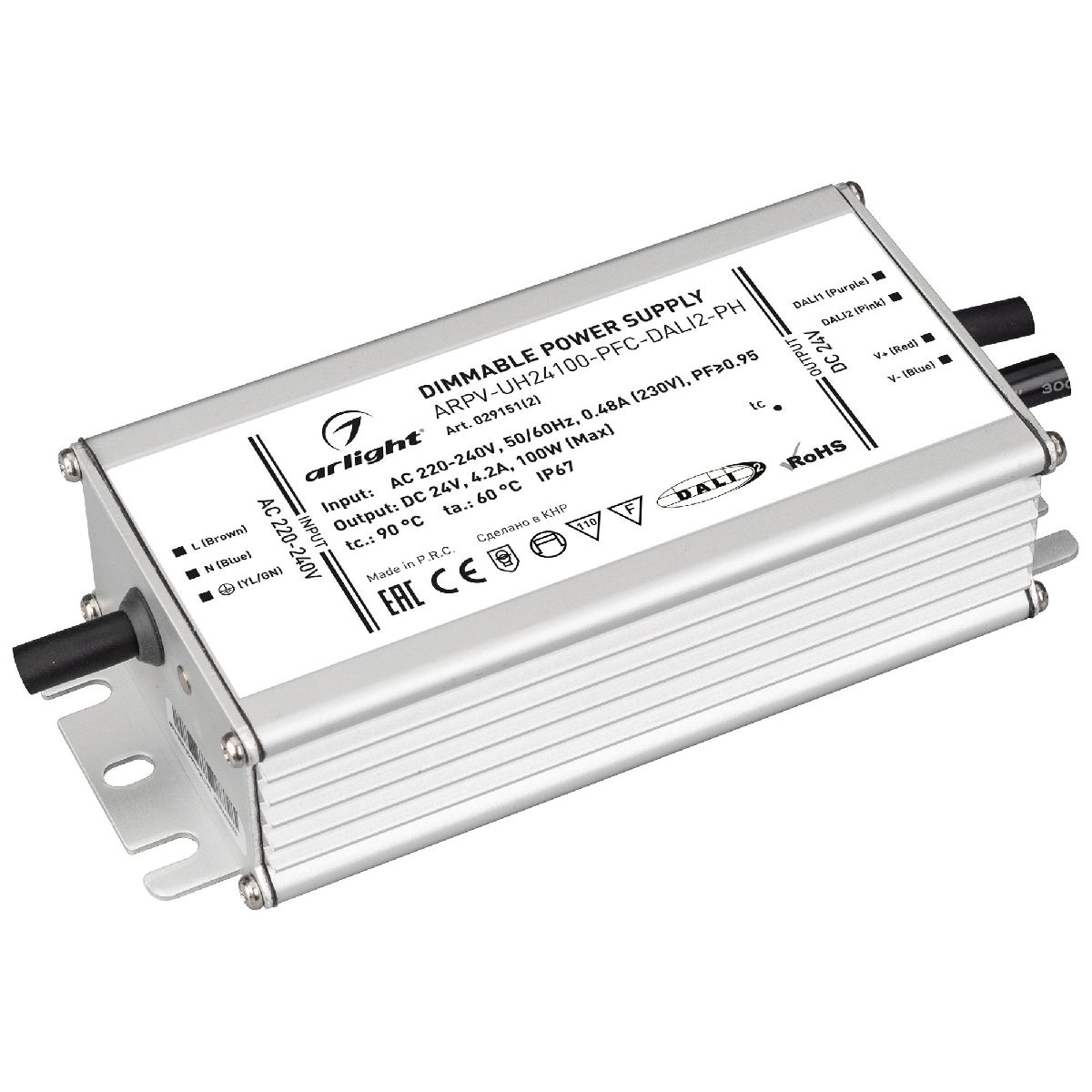 Блок питания Arlight ARPV-UH24100-PFC-DALI2-PH (24V, 4.2A, 100W, IP67) 029151(2) в Санкт-Петербурге