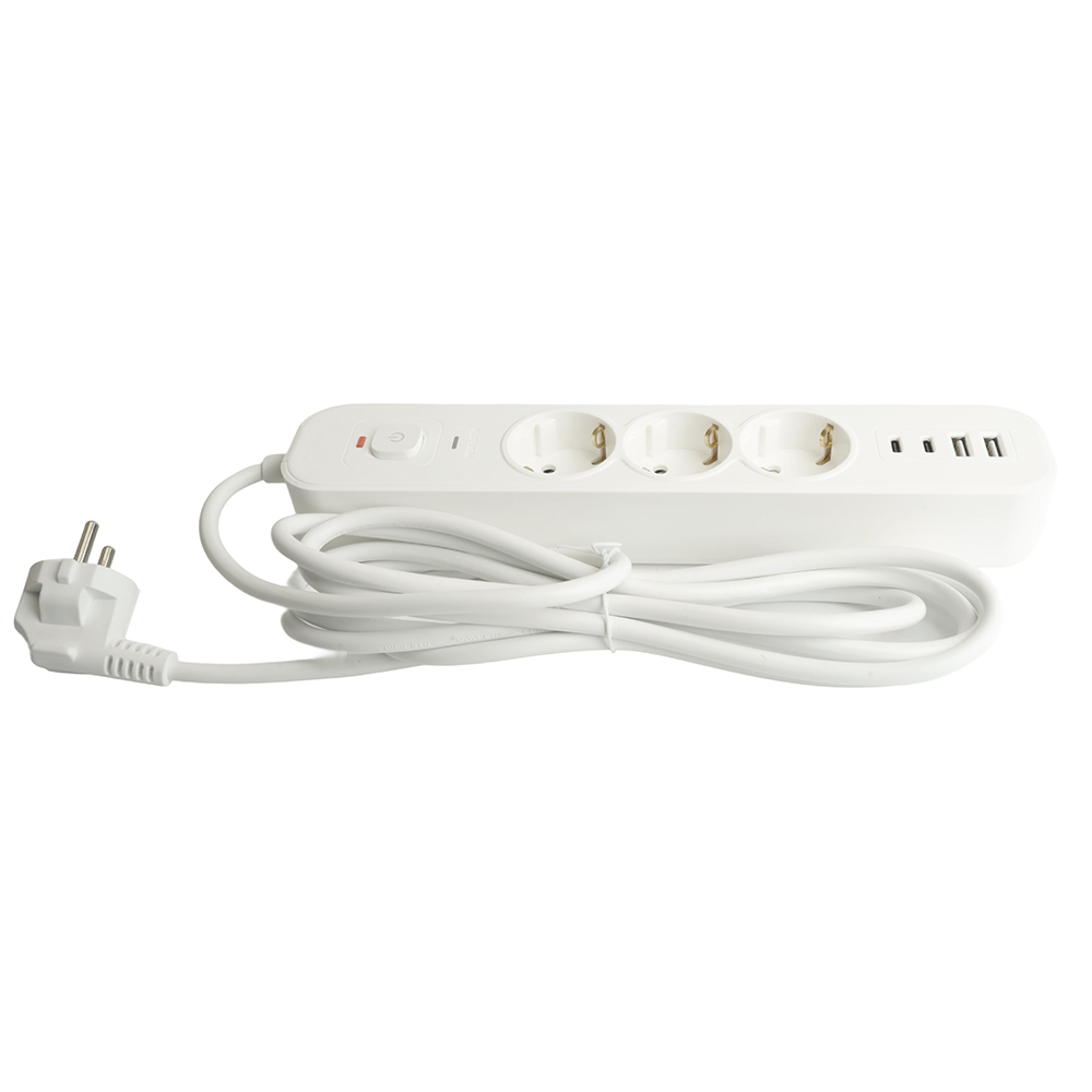 Сетевой фильтр 3-местный с/з и 2 USB-A+2 Type-C 3 Stekker Nova HM21-31-03 50100 в Санкт-Петербурге