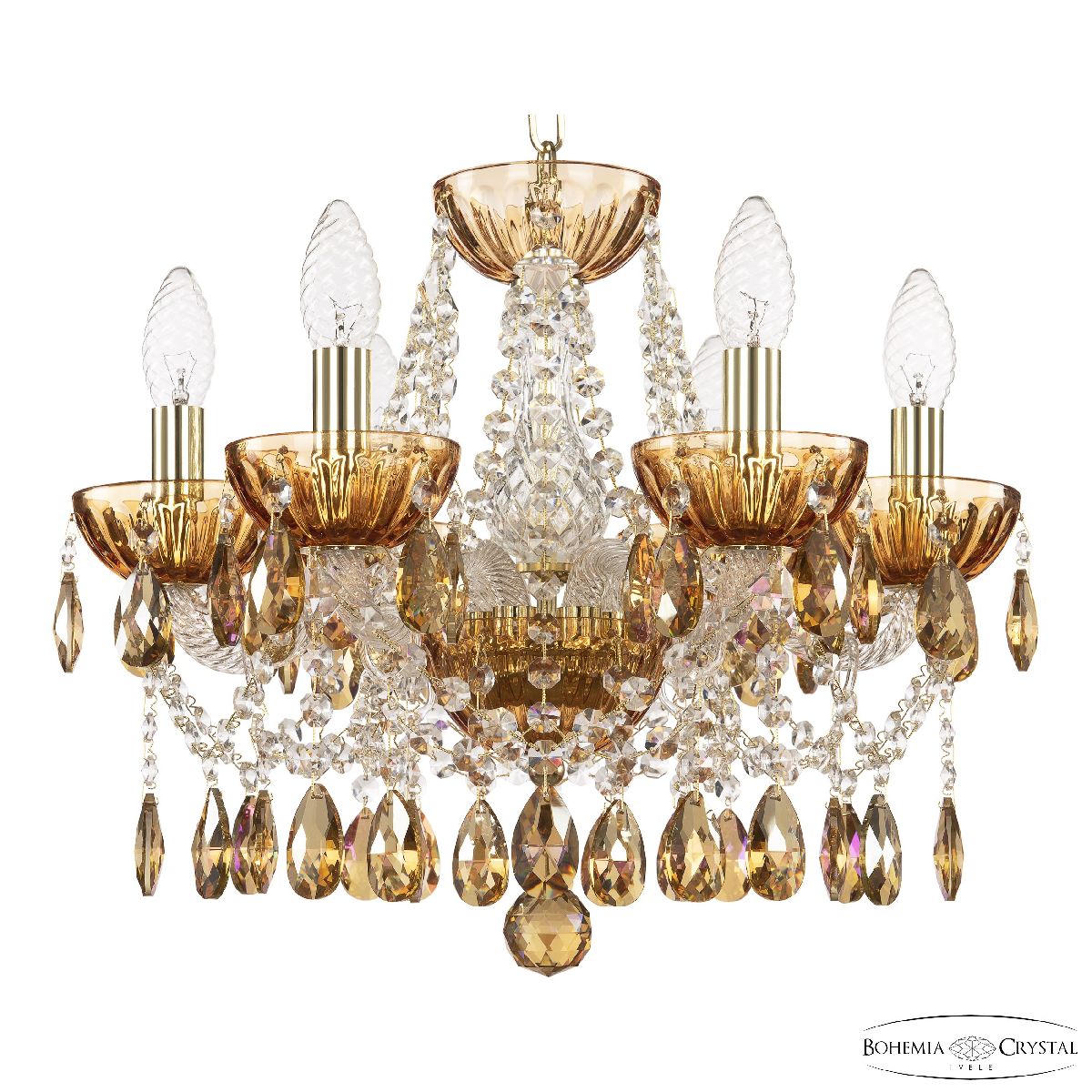 Подвесная люстра Bohemia Ivele Crystal 5413/6/141 G Amber/M-1H K777 в Санкт-Петербурге