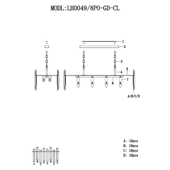 Подвесная люстра Lumien Hall Laurina LH0049/8PO-GD-CL в Санкт-Петербурге