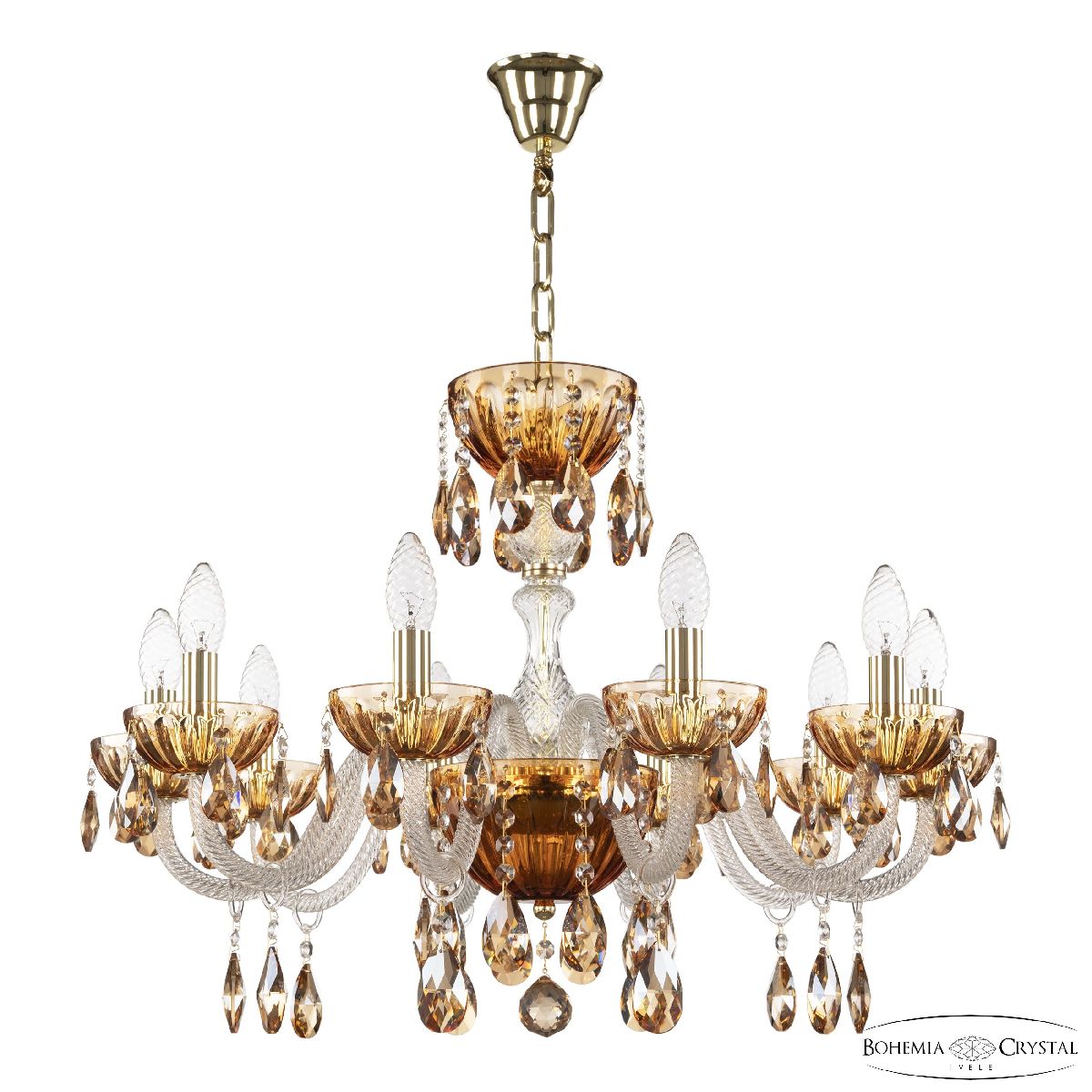 Подвесная люстра Bohemia Ivele Crystal 5417/10/240 G Amber/M-1H K721 в Санкт-Петербурге