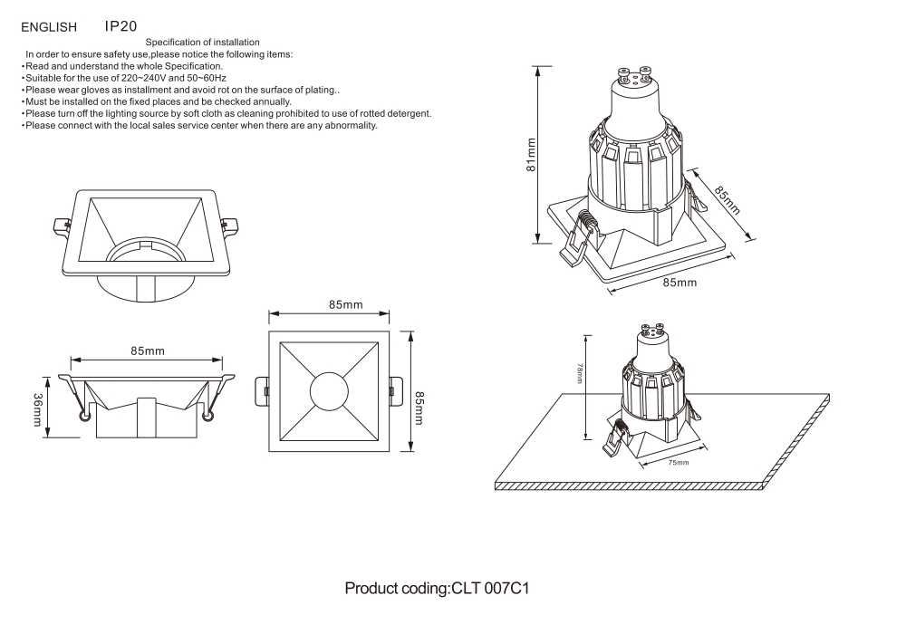 Встраиваемый светильник Crystal Lux CLT 007 CLT 007C1 WH в Санкт-Петербурге