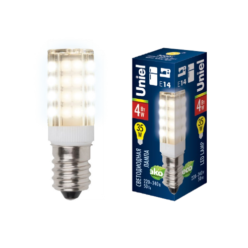 Лампа светодиодная (UL-00000179) Uniel E14 4W 3000K прозрачная LED-Y16-4W/WW/E14/CL PLZ04WH в #REGION_NAME_DECLINE_PP#