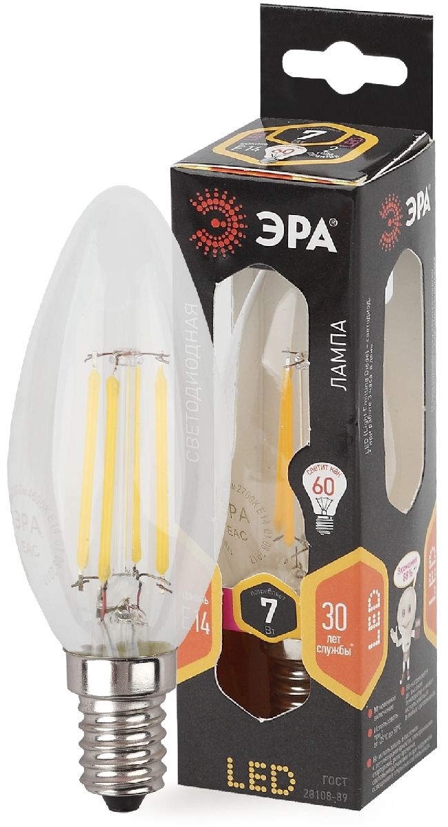 Лампа светодиодная Эра E14 7W 2700K F-LED B35-7W-827-E14 Б0027942 в #REGION_NAME_DECLINE_PP#