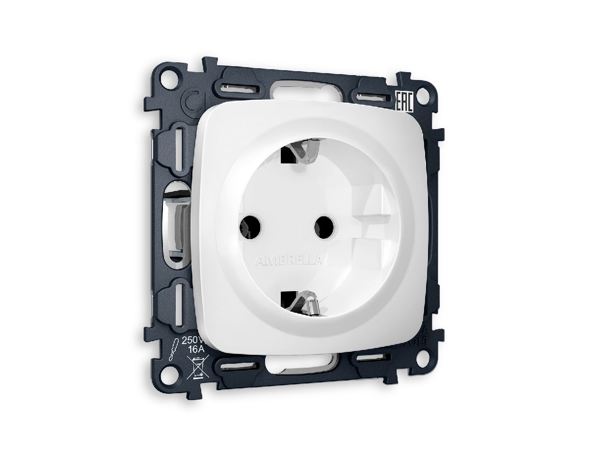 Комплект механизма розетки с/з на винтовых зажимах Ambrella Volt Omega MO126010 в Санкт-Петербурге