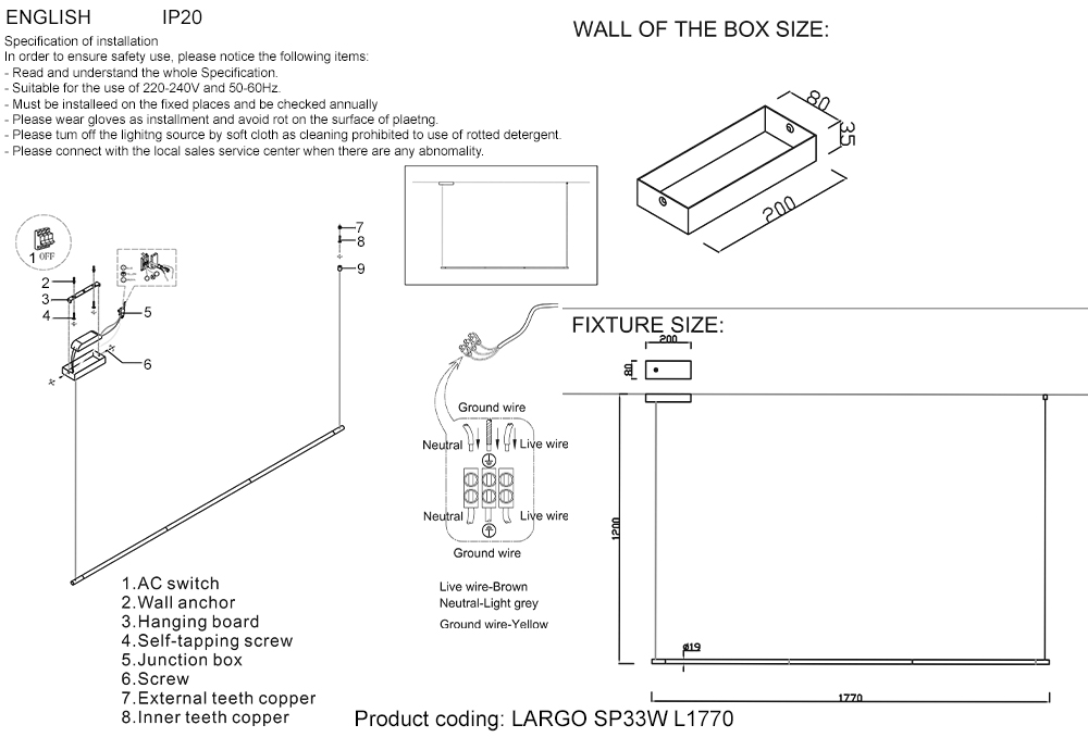 Подвесной светодиодный светильник Crystal Lux Largo SP33W L1770 Black в Санкт-Петербурге