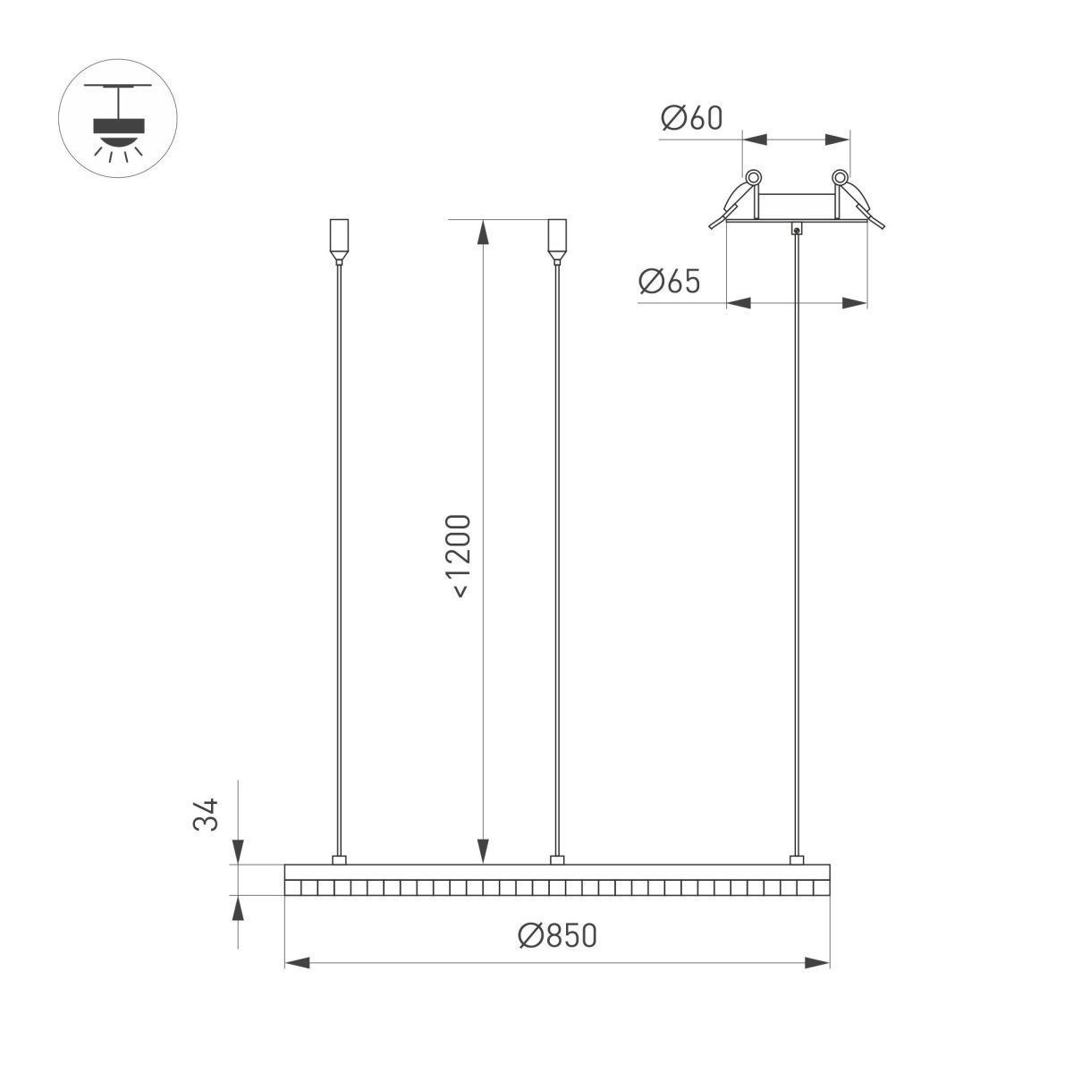 Подвесная люстра Arlight SP-DIAMOND-R850-40W Warm3000 (WH, 45 deg, 230V, TRIAC) 055262 в Санкт-Петербурге