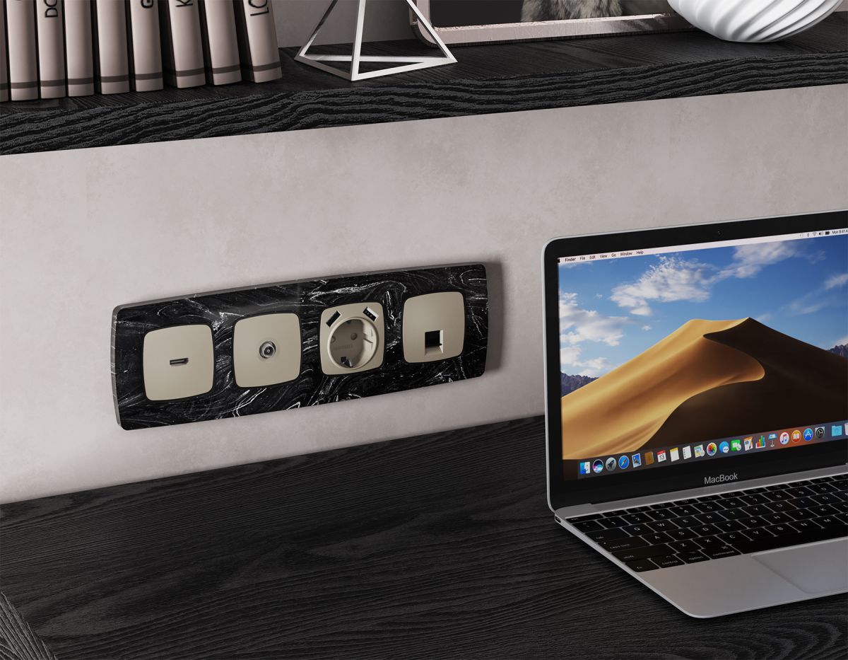 Комплект механизма компьютерной розетки Ambrella Volt RJ-45 (8P8C) CAT6A экранированной с автоматической защитной шторкой OMEGA MO372005 Серо-бежевый матовый QUANT (OP3720, VM185) в Санкт-Петербурге