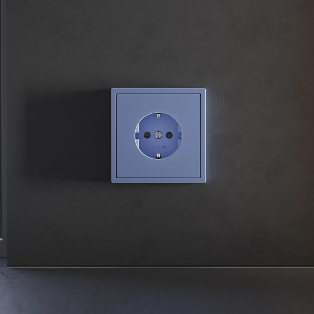 Накладка для розетки с заземлением и защитными шторками Voltum S70 (деним) VLS000715 в #REGION_NAME_DECLINE_PP#