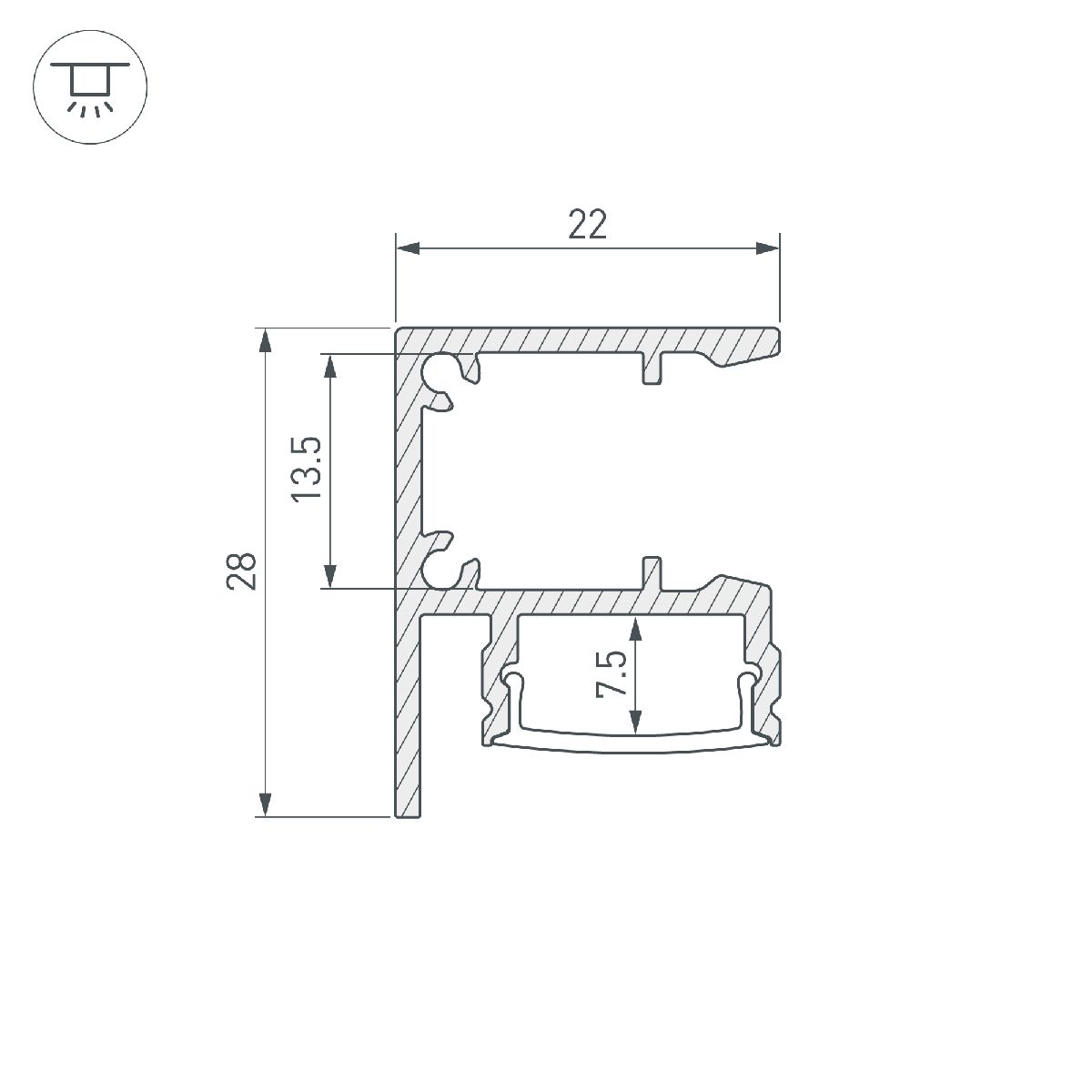 Алюминиевый профиль Arlight WALL-2228-2000 ANOD 050466 в Санкт-Петербурге