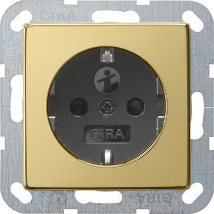 Розетка Gira System 55 Schuko с/з со шторками 16A 250V безвинтовой зажим латунь/черный 0453604 в Санкт-Петербурге