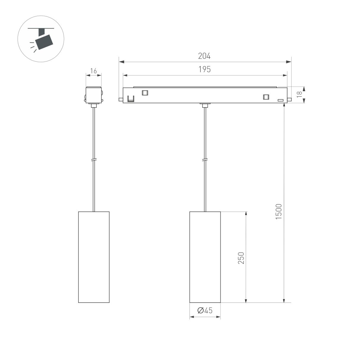 Трековый магнитный светильник Arlight MAG-ORIENT-SPOT-HANG-R45-12W Warm3000 (Черный, 24 deg, 48V, DALI) (IP20 Металл) 035714(1) в Санкт-Петербурге