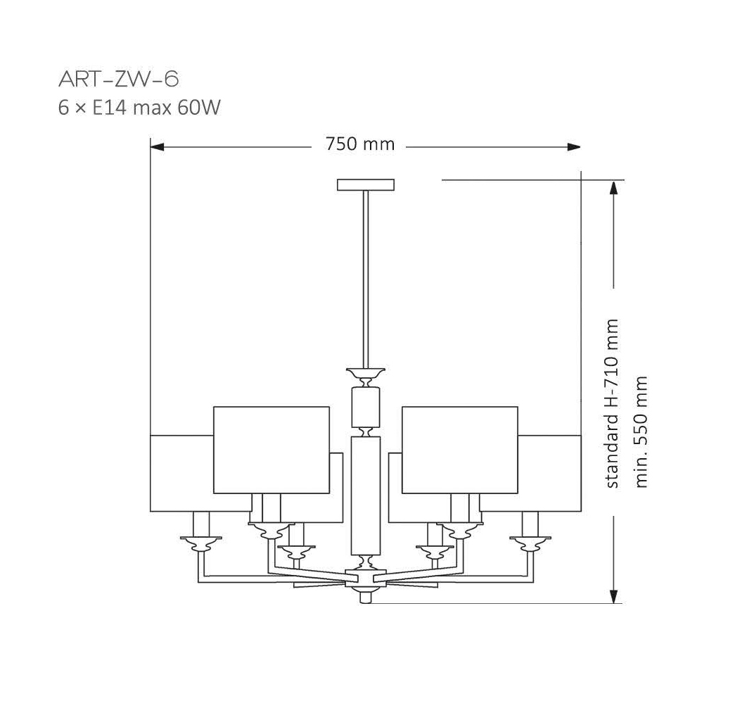 Подвесная люстра Kutek Mood Artu ART-ZW-6 (N) в #REGION_NAME_DECLINE_PP#