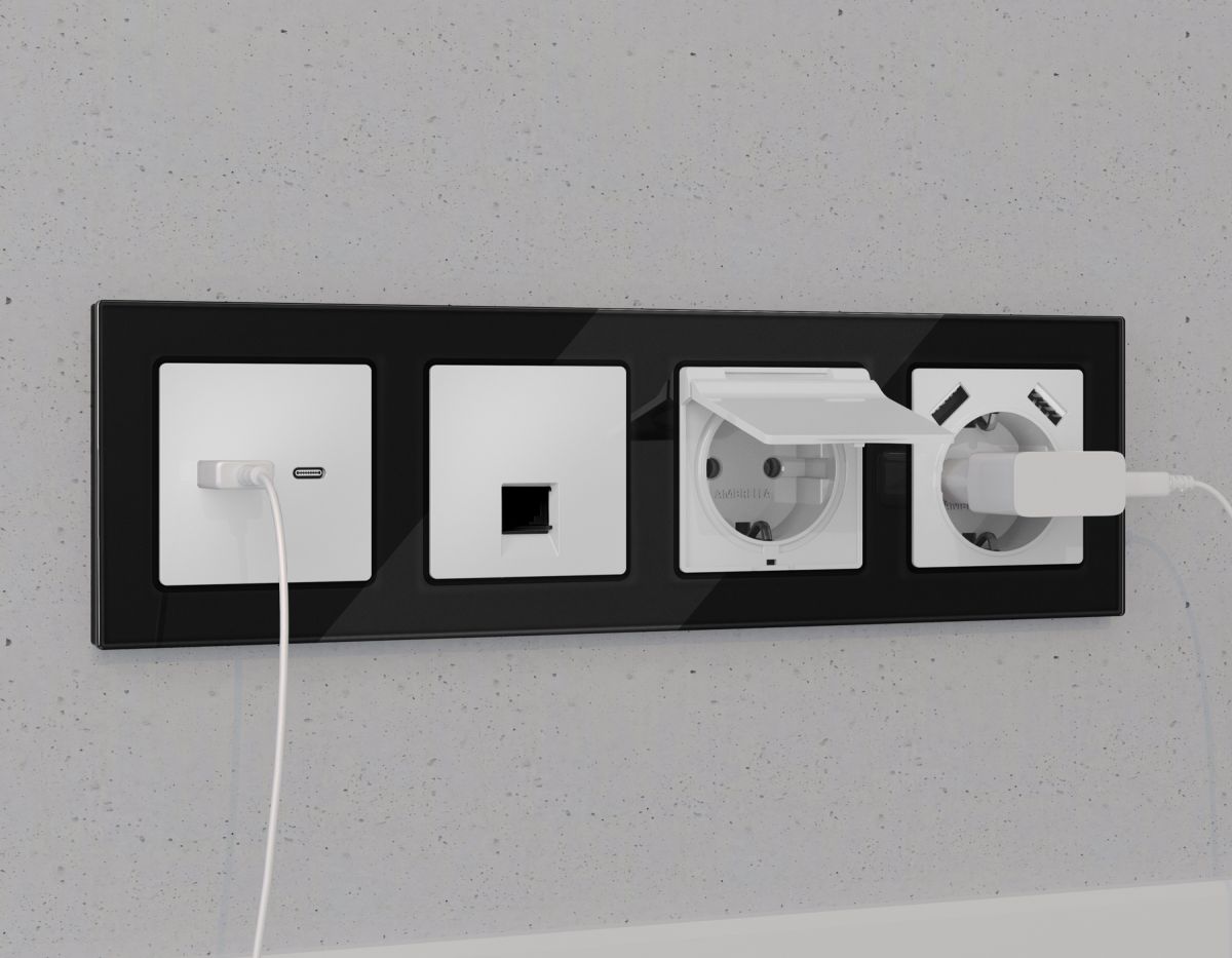 Комплект механизма компьютерной розетки RJ-45 экранированной с автоматической защитной шторкой Alfa Белый матовый Quant Ambrella Volt MA132005 (AP1320, VM185) в Санкт-Петербурге