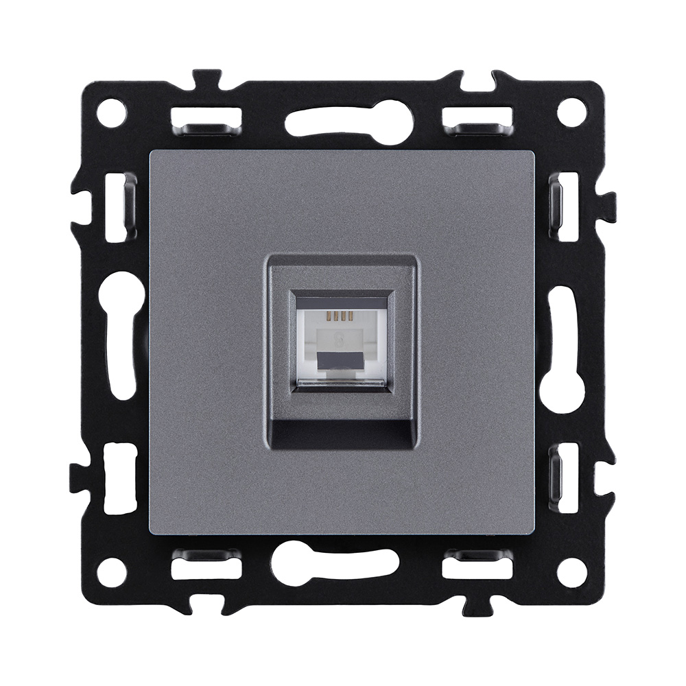 Розетка телефонная RJ11, серый Kollinger Asthetik AS-019GY в #REGION_NAME_DECLINE_PP#