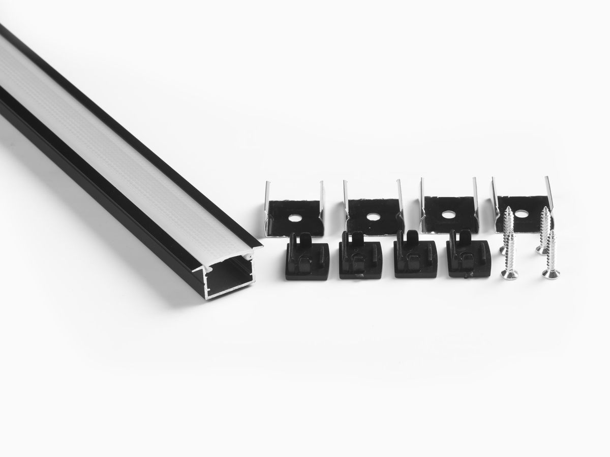 Профиль врезной LEDS POWER СПВ17-2412 алюм. черный с призм.рассеивателем 2м 008462 в Санкт-Петербурге