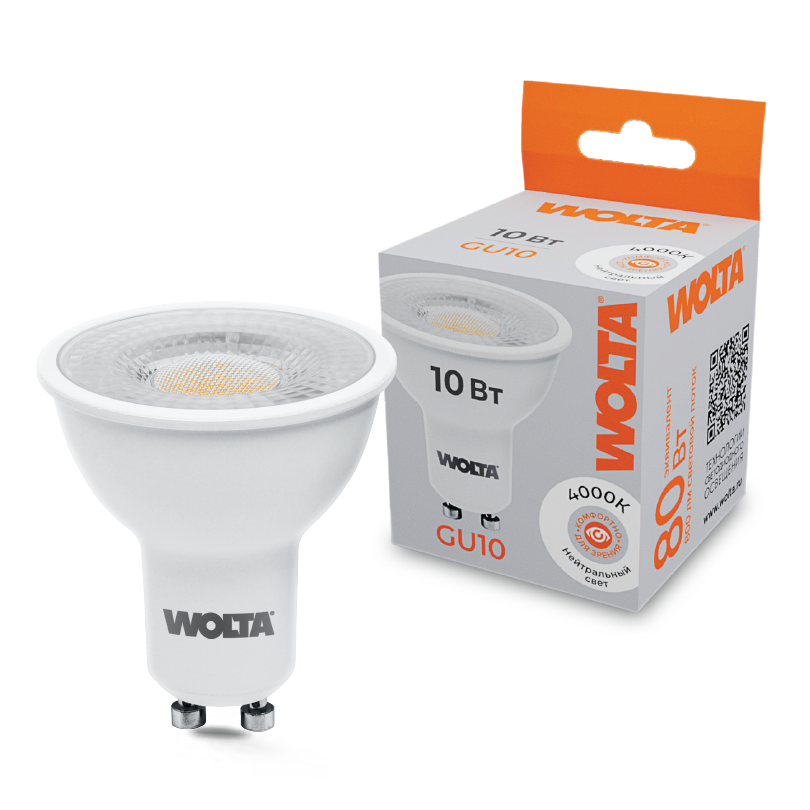 Светодиодная лампа WOLTA 10Вт 4000K GU10 матовая WSTD-PAR16-220V10W4KGU10-L в Санкт-Петербурге