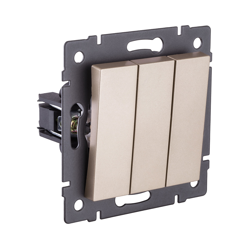 Выключатель 3-клавишный 10А/250В, золотой Kollinger REA-S-012GD для Aspekt, Eleganz, Reflex в #REGION_NAME_DECLINE_PP#