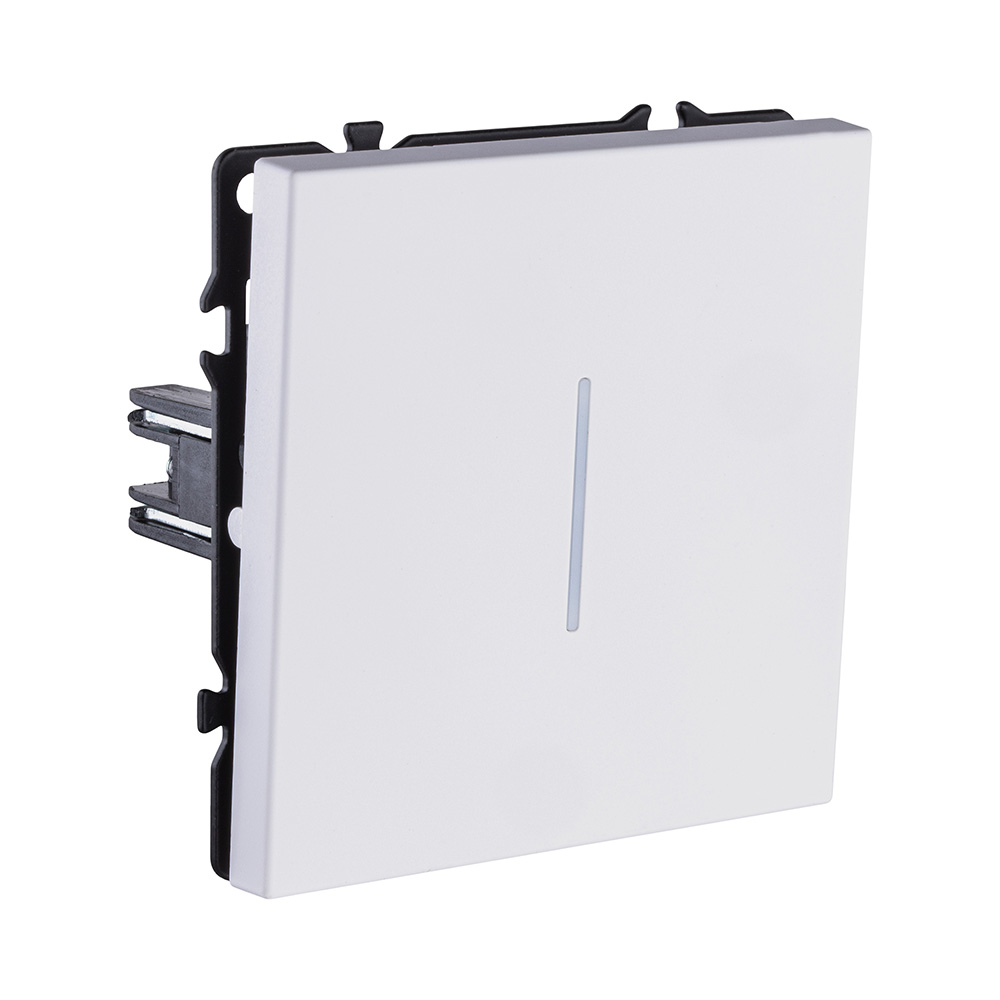 Выключатель 1-клавишный 10А/250В с LED подсветкой, белый глянцевый Kollinger Eclipse EC-007WG в #REGION_NAME_DECLINE_PP#