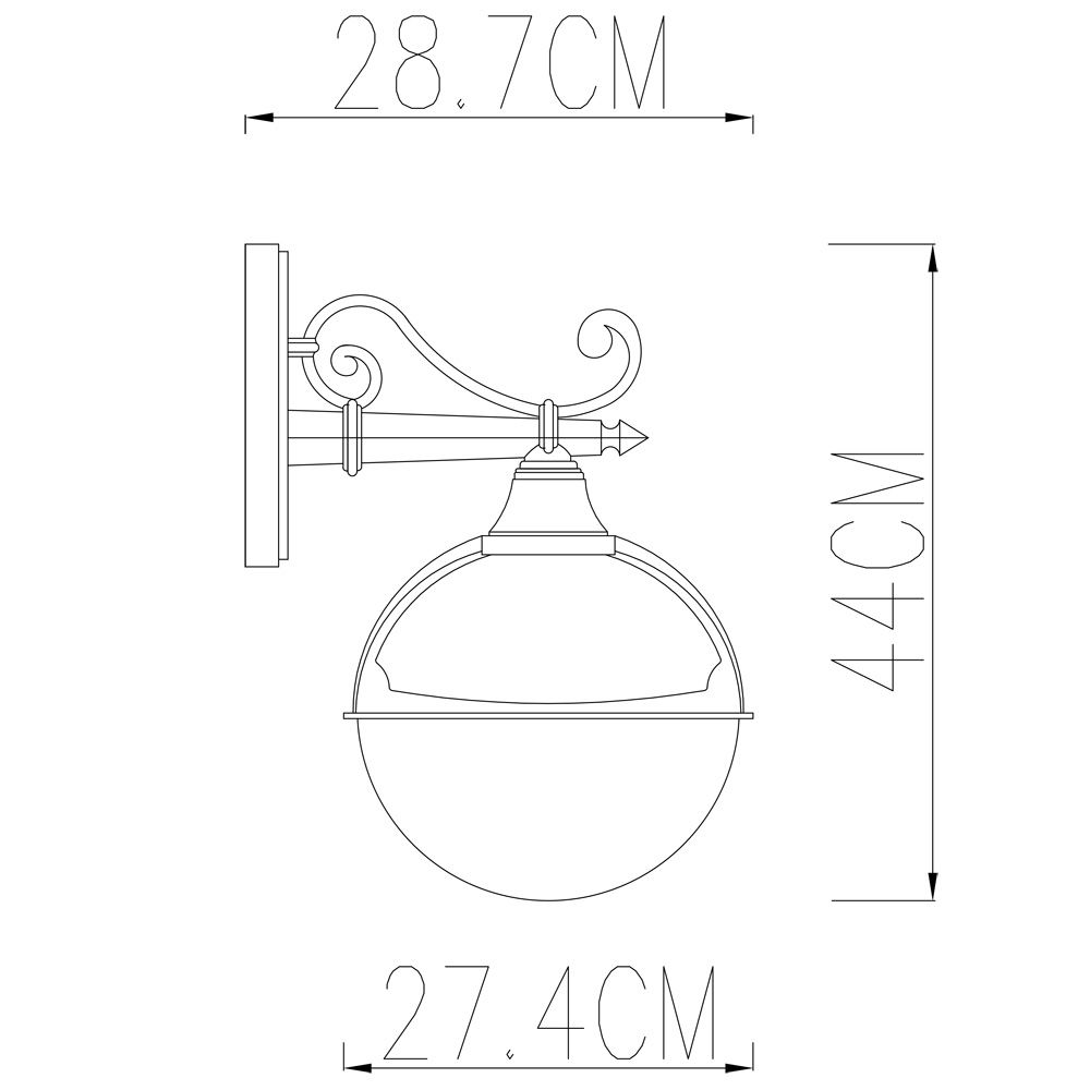 Уличный настенный светильник Arte Lamp Monaco A1492AL-1BK в Санкт-Петербурге