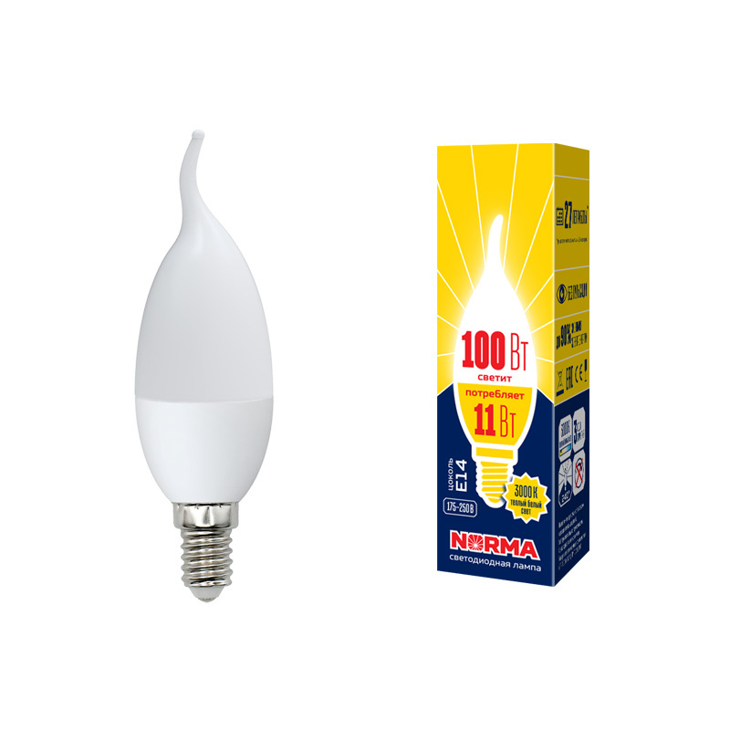 Лампа светодиодная (UL-00003817) Volpe E14 11W 3000K матовая LED-CW37-11W/WW/E14/FR/NR в #REGION_NAME_DECLINE_PP#