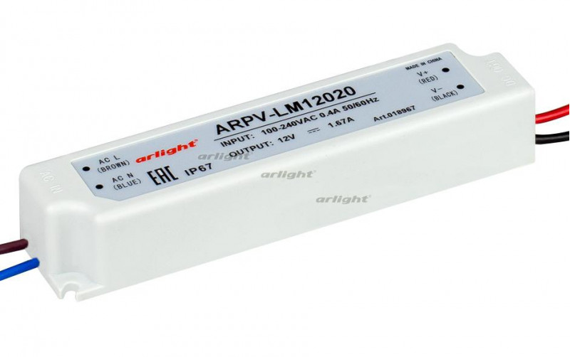 Блок питания Arlight ARPV-LV12020-A (12V, 1.7A, 20W) 018967 в Санкт-Петербурге