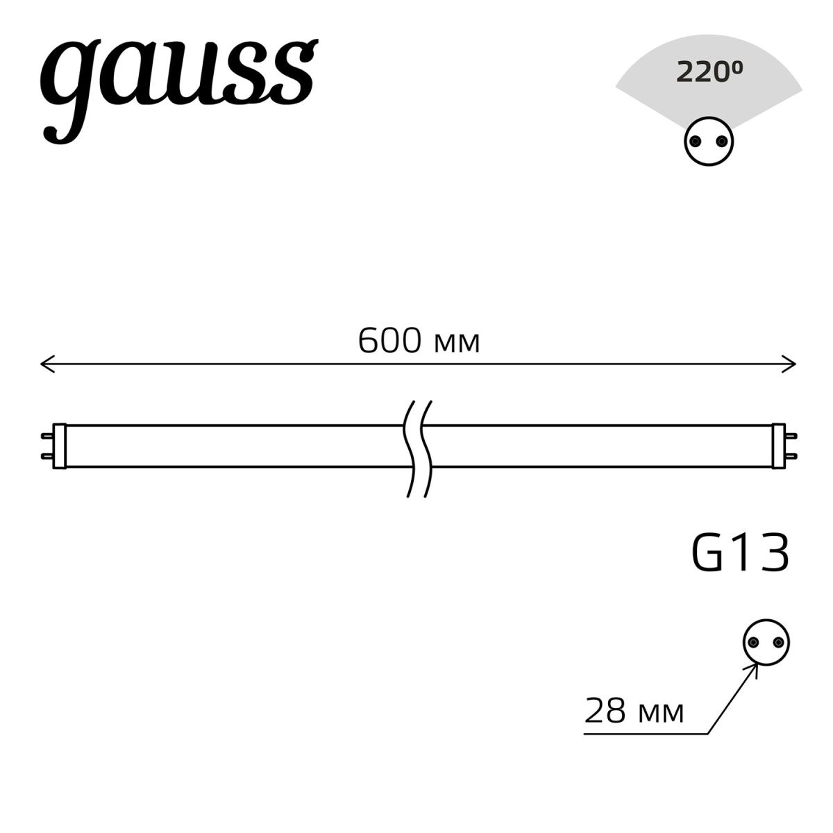 Лампа светодиодная Gauss Basic T8 10W 6500K G13 1930302 в Санкт-Петербурге