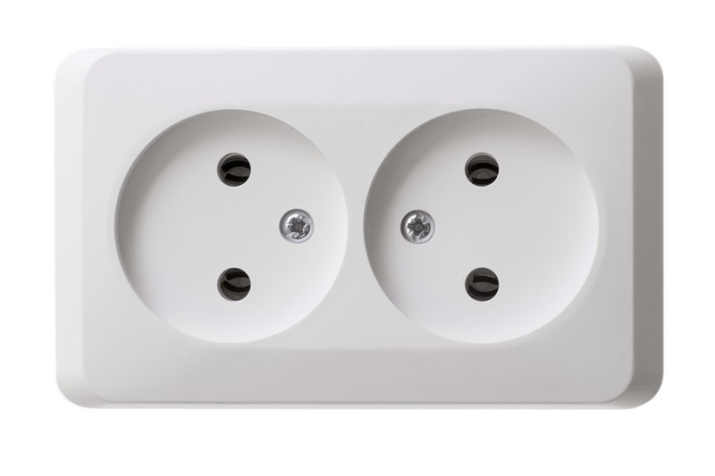 Розетка 2-ая бе з/з без шторок Systeme Electric Этюд наруж Бел PA16-005B в Санкт-Петербурге