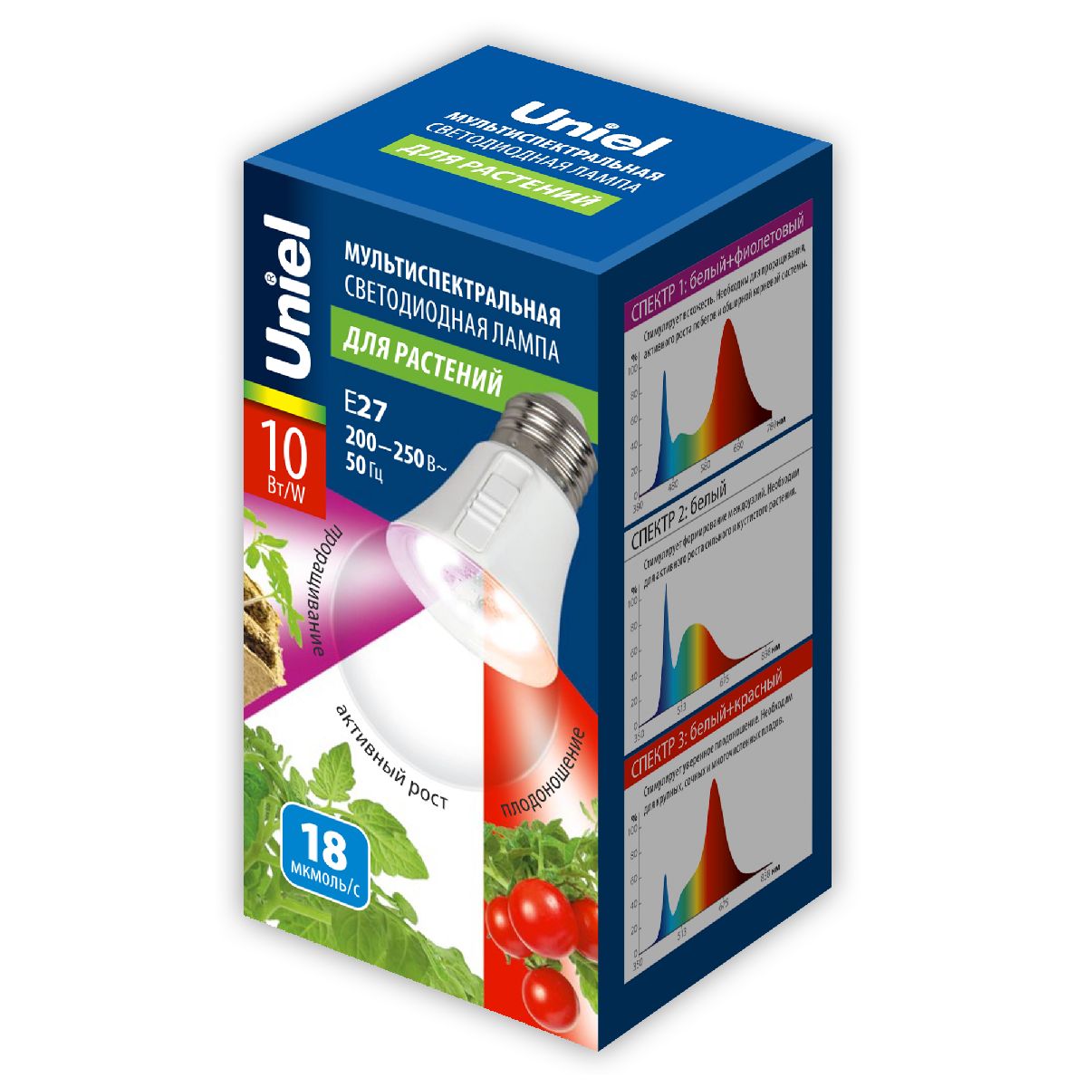 Лампа для растений Uniel LED-A60-10W/SPM3/E27/CL PLP35WH MULTIPLANT UL-00011438 в Санкт-Петербурге