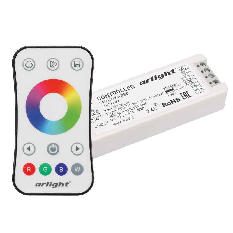 Контроллер Arlight Smart-RGB-Set-Ring (12-24V, 3x3A, ПДУ 2.4G) 034807 в Санкт-Петербурге