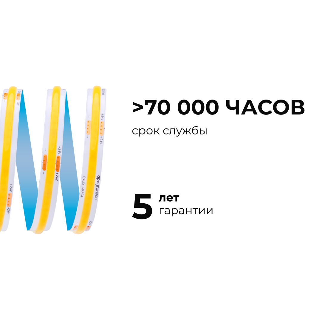 Светодиодная лента Apeyron 24В COB 12Вт/м 6500К 5м IP20 00-383 в Санкт-Петербурге