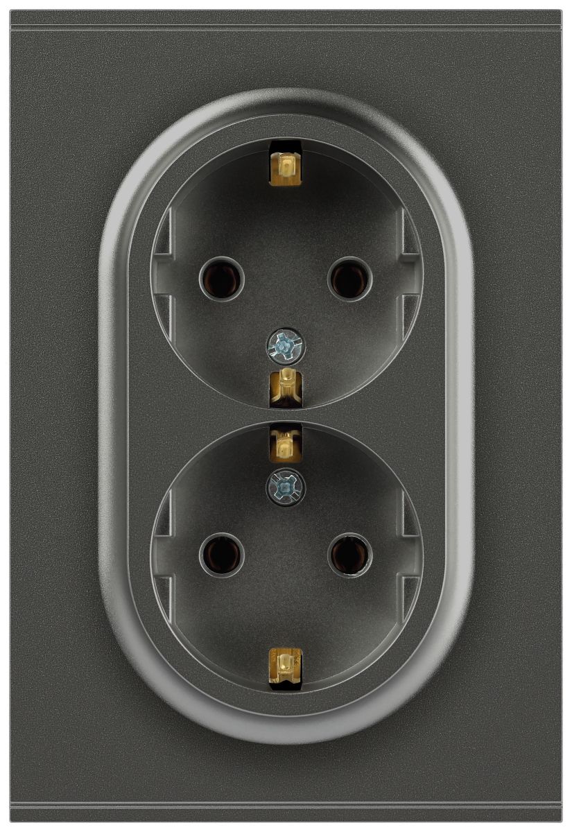 Розетка Эра Arktik 16-2104-06 двойная с заземлением 2X2P+E Schuko 16А-250В графит Б0070449 в Санкт-Петербурге
