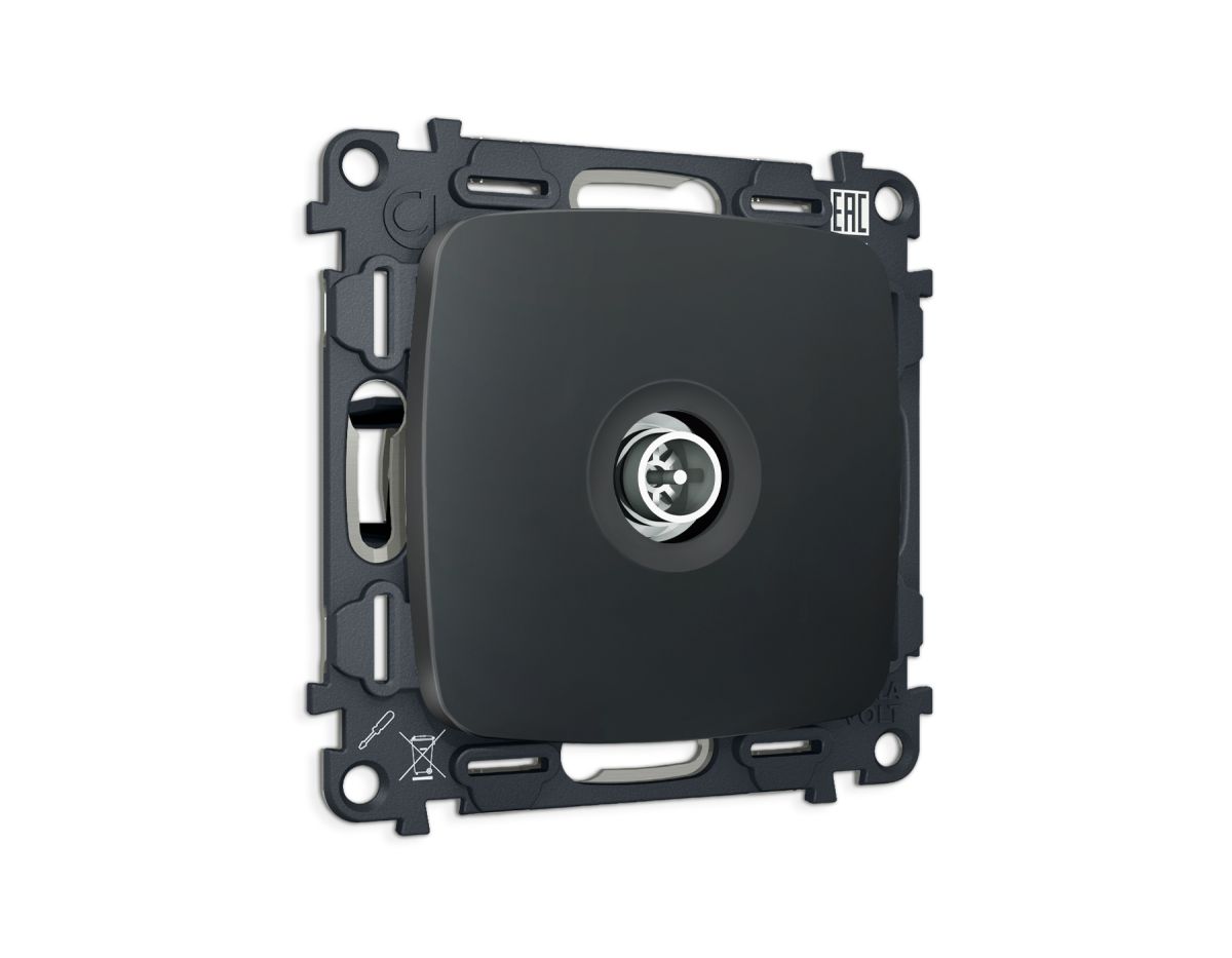 Комплект механизма TV розетки Ambrella Volt оконечной экранированной 5-1000MHz 3dB OMEGA MO913005 Графит soft touch QUANT (OP9130, VM199) в Санкт-Петербурге