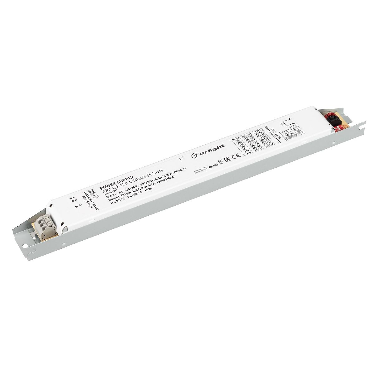 Блок питания Arlight ARJ-LG-120-LINEAR-PFC-HV (120W, 80-330V, 0.3-0.7A) 049559 в Санкт-Петербурге