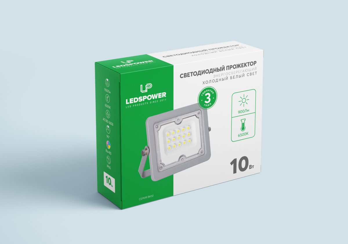 Светодиодный прожектор LEDS POWER 10Вт 6500К (серия BK02) 004815 в Санкт-Петербурге