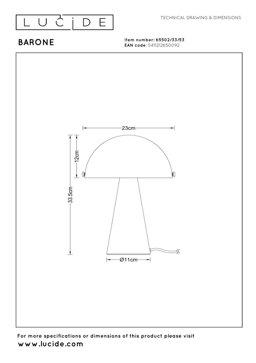 Настольная лампа Lucide Barone 65502/33/53 в #REGION_NAME_DECLINE_PP#