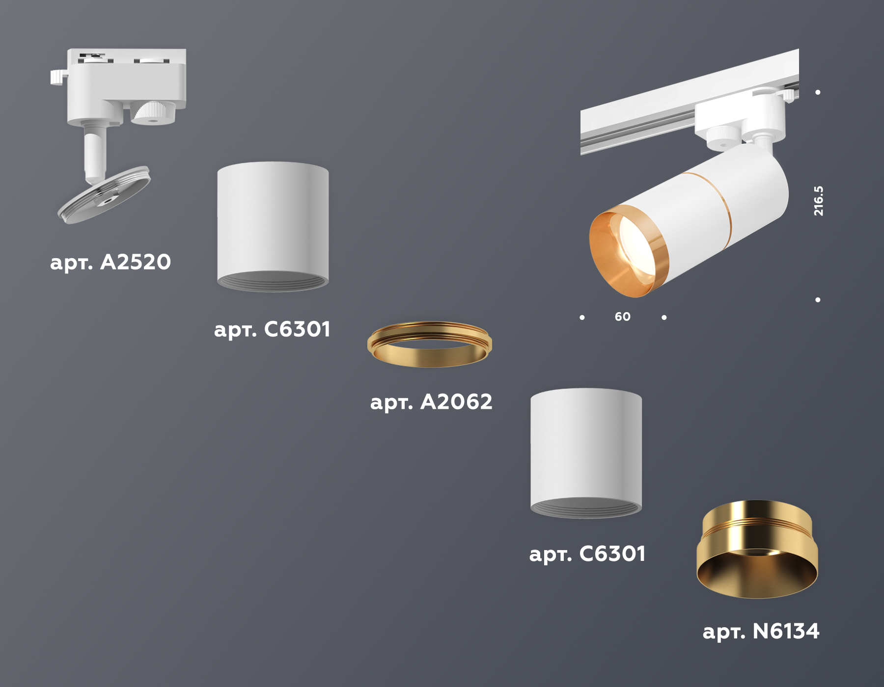 Трековый однофазный светильник Ambrella Light Track System XT6301021 (A2520, C6301, A2062, C6301, N6134) в Санкт-Петербурге