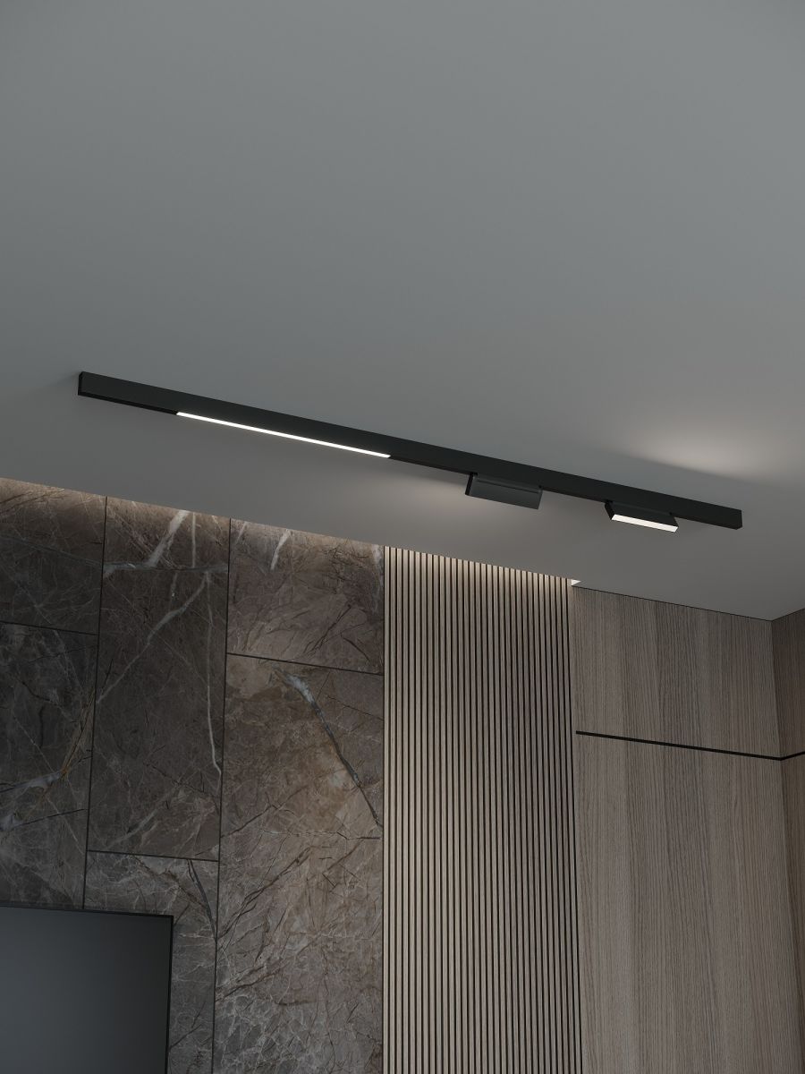 Трековая система со светильниками №6 трехфазная накладная Eldeko (48В, форма - прямая, 2м, 3000K) черная Hesby Lighting HSBL_kompl_E006_NI2B3K_02 в Санкт-Петербурге