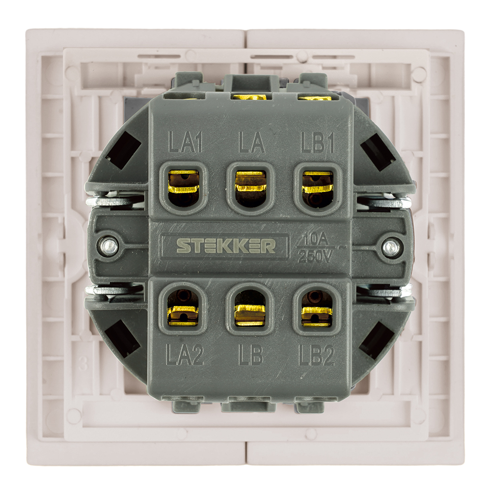 Переключатель 2-клавишный (механизм) Stekker Мия 250В 10А RSW10-3107-08 пудровый жемчуг 50478 в Санкт-Петербурге