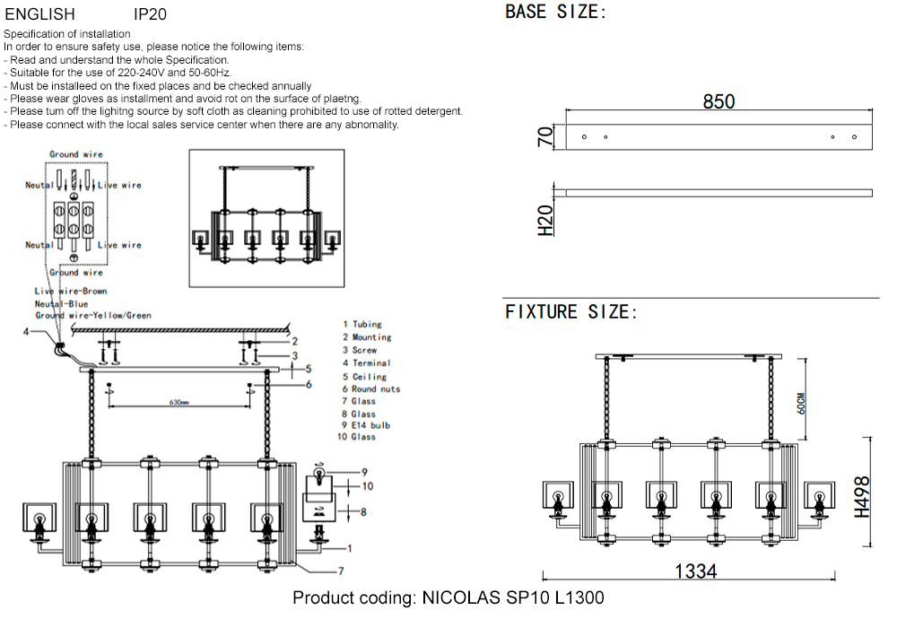 Подвесная люстра Crystal Lux NICOLAS SP10 L1300 NICKEL/WHITE в Санкт-Петербурге