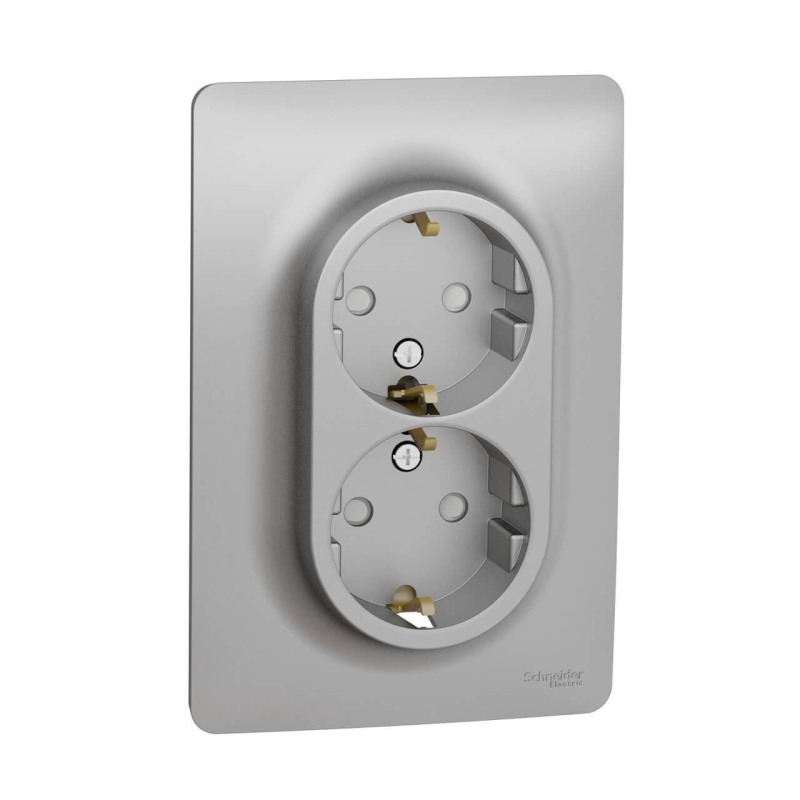 Розетка двойная Schneider Electric Unica New с/з со шторками NU206730 в #REGION_NAME_DECLINE_PP#