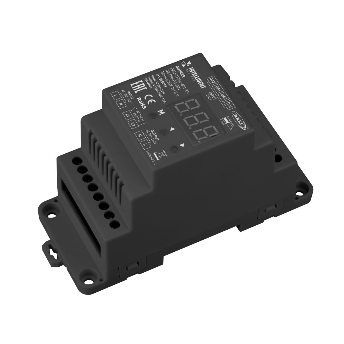 Диммер с выходом TRIAC Arlight DALI-TRIAC-601-82-D2-DRI-PS-DIN Black (230V, 1x1.5A) (IARL, IP20 Пластик) 059093 в Санкт-Петербурге