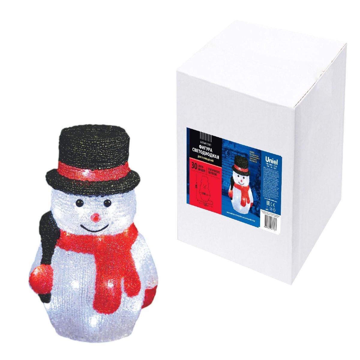 Фигура снеговик Uniel ULD-M1827-030/STA WHITE IP20 SNOWMAN-3 11034 в Санкт-Петербурге
