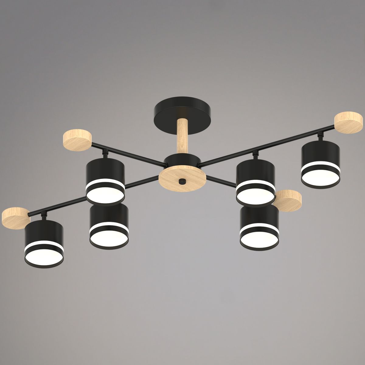 Люстра на штанге Reluce 78730-0.3-06 GX53 BK+WOOD в #REGION_NAME_DECLINE_PP#