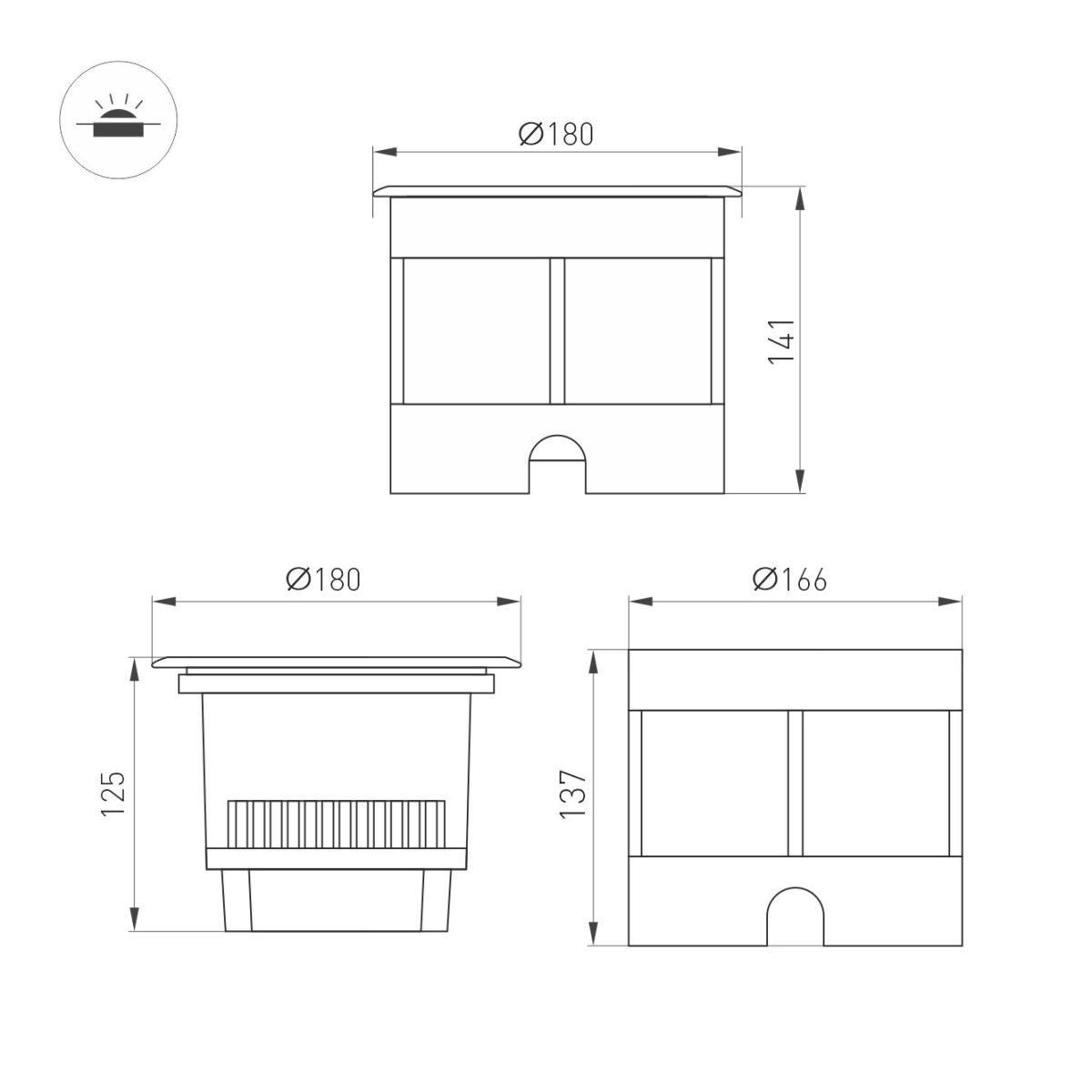 Ландшафтный светильник Arlight LTD-DAFNA-GROUND-R180-25W Warm3000 (SL, 45 deg, 230V) (IP67 Металл) 061204 в #REGION_NAME_DECLINE_PP#