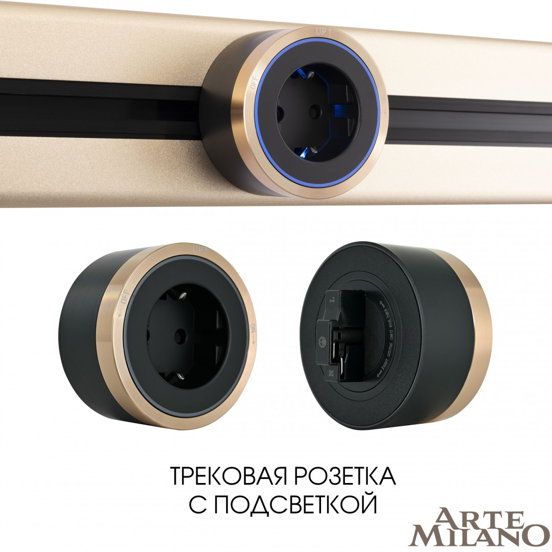 Трековая розетка Arte Milano Am-track-sockets 380066TS LED/ES Gold в Санкт-Петербурге